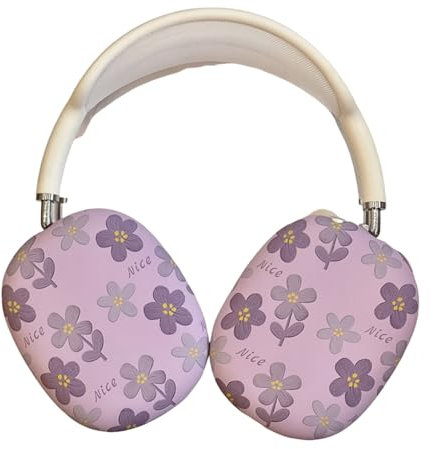 PIQIUZC Schutzhülle für AirPods Max mit Blumenmuster, niedliches Blumenmuster, Kopfhörer-Zubehör für Apple Airpods Max, Violett