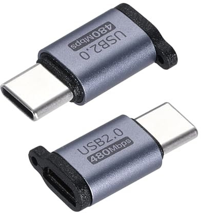 sourcing map 2Pcs Micro USB to Type C Adapter, Micro USB Male to Type C Female Converter Connector for Laptop PC Phone Car