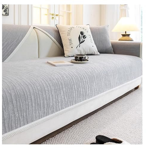 Couch Überzug Weiche Chenille Sofabezug: Anti Rutsch Vintage Sofa Überzug für U Form L Form Sektionssofa Dicke Strukturierte Sofaschoner für 1 2 3 4 Sitzer Sofa(Grau,70 * 90cm)