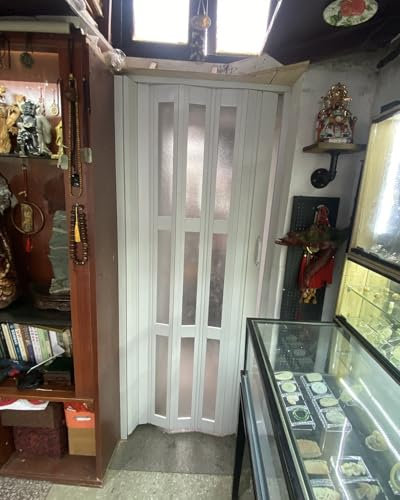 Porte Accordéon Interieur Porte Accordéon en Vinyle pour Salle de Bain et Camping-car, Cloison de Séparation Pliable pour Garde-manger et Douche, Isolation Thermique, Installation Facile(192cmx203cm/7