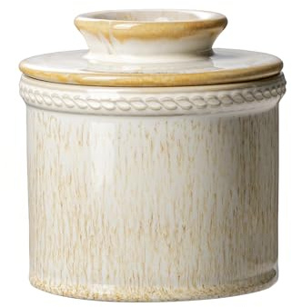 Jersinwei Französische Butterdose mit Deckel, Keramik Butterglocke mit Wasserlinie, Butter Keeper ohne Kühlung für streichfähige Butter, 230g, Mit Reaktiver Glasur Im Einzigartigen Design