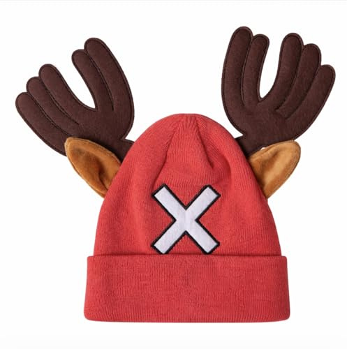 Cosplaya Red with White X Beanie Costume Hat for Womens Mens Teens Adult Women Men Cool Hats Cosplay Halloween