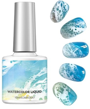 Keyubria Gel à Ongles Effet Aquarelle | 10 ml Peinture Fluide À Séchage Rapide | Gel pour Ongles à Effet Aquarelle - pour Femmes, Hommes, Jeunes, Salon, Maison, Usage Quotidien, Voyage et Mariage