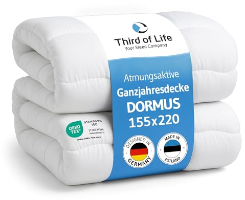 Ganzjahresdecke 155x220, weiche Bettdecke von Schlafexperten, Ökotex 100 | Ganzjahresbettdecke 155x220cm für jedes Jahreszeit, Große Steppdecke, Blanket aus EU, 60° waschbar und trocknergeeignet