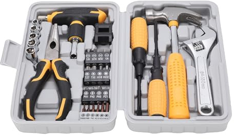 YUYTE 30 Piece Magnetic T Handle Ratchet Wrench and Set, Ergonomic TPR Handles Non Slip Grip Home Repair Tool Kit with 2 in 1 T Shape Bit Handle for Household Mechanical Repairs