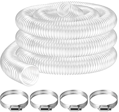 50mm Transparenter PVC Staubsammelschlauch, PVC Rohr Spiralschlauch | Transparent Absaugschlauch Staubsauger Schlauch für Werkstatt Staubsauger Teichpumpe, Absaugschlauch mit 3 Meter Länge