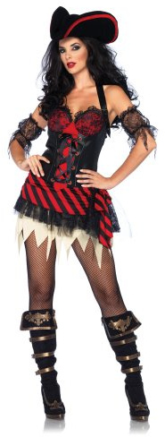 LEG AVENUE 85116 - Cutthroat Piraten Kostüm, Größe M, schwarz/rot