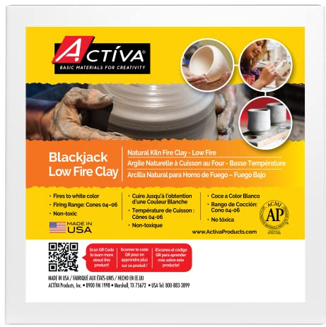Activa Blackjack Earthenware Low Fire Clay, 5lb (2.27kg) - Natural Clay for Kiln Firing | Perfect for Creating Flower Pots, Sculptures, Arts & Crafts