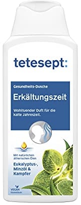 tetesept Erkältung Duschgel, Bringt spürbare Erleichterung der Erkältungssymptome, Befreit die Atemwege mit Eukalyptusöl & Kampfer, Intensiver Duft durch natürliche Wirkstoffe, 5x250ml