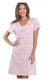 Camille Womens Smooth Soft Cotton Summer Nightshirts 18-20 Pink Roses
