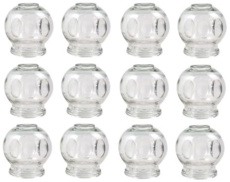 Schröpfen Set aus Glas (Feuerschröpfen) Schropfglas Schröpfgläser, Vakuum Massage für Muskelentspannung und Schmerzlinderung, Therapie Entgiftung Alternative Medizin, Cupping Banki (12 Stück, 6 cm)