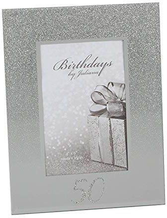 50th Birthday 4 x 6 Glitter Mirrored Glass Frame, 50 design