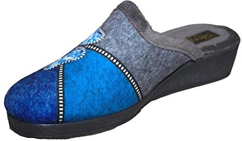 Sleepers Womens/Ladies Kimberly Flower Trim Mule Slippers (3 UK) (Grey/Purple/Blue/Silver)