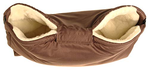 Kaarsgaren Handwärmer für Kinderwagen Braun, warmer Handmuff mit Merinowolle Innenfutter, Universalgröße für Buggy, Jogger, Radanhänger (Braun)