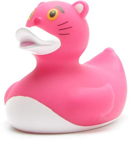 Pinky Badeente I Quietscheentchen - L: 8,5 cm I inkl. Badeenten-Schlüsselanhänger im Set