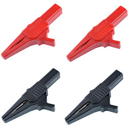 Oiyagai 2 Pares De Cables De Prueba Con Pinzas De Cocodrilo Totalmente Aisladas - Rojo y Negro Con Terminales De Enchufe De 4mm Para Experimentos, Protoboardeo