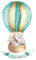 GRAZDesign Wandtattoo Kinderzimmer Luftballon mit Tieren | personalisiert mit Name | Babyzimmer Deko Jungen und Mädchen | Baby Aufkleber | türkis, Aquarell Farben, 66x40cm