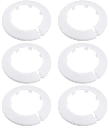 sourcing map 62mm Pipe Cover Decoration PP Plastic Water Pipe Escutcheon White 6pcs