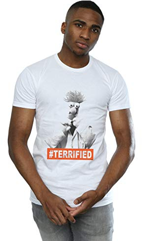 Disney Men's The Muppets Beaker Terrified T-Shirt White X-Large