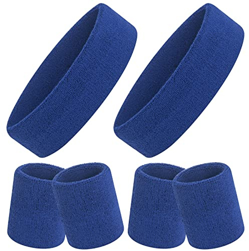 ONUPGO Schweißband-Set, Sport-Stirnband, Armband-Set (6 Stück) Schweißbänder aus Frottee, Schweißband, Stirnband, Feuchtigkeitstransport, Schweißabsorbierendes Stirnband