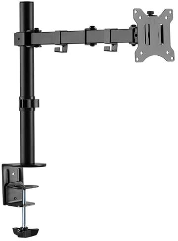 LogiLink BP0097 - Supporto da scrivania in alluminio per monitor da 17-32 pollici (LCD, LED, OLED,…), 360°, lunghezza braccio 454 mm