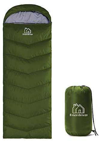 Friendriver XL Größe Upgraded Version von Camping Schlafsack 4 Jahreszeiten Warm und kühl, Erwachsene und Kinder können wasserdichte Campingtasche für Reisen und Outdoor-Aktivitäten (grün, einzeln)
