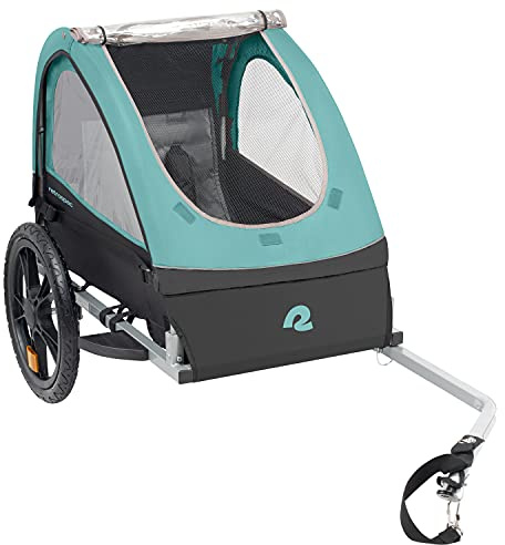 Retrospec Rover Kids Bicycle Trailer - Single & Double Passenger Children’s Foldable/Collapsible Tow Behind Bike Trailer with 16 Wheels, Safety Reflectors & Rear Storage Compartment - Blue Ridge