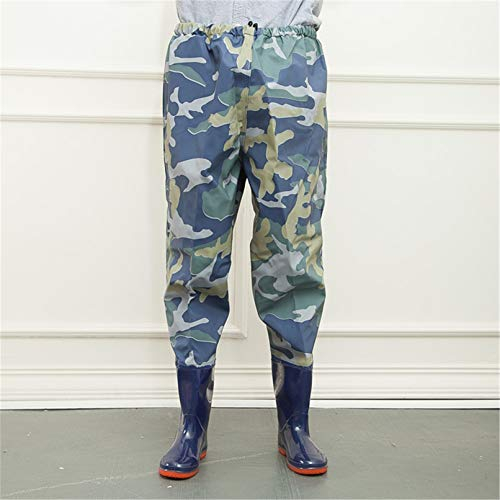 QTDZ Waders De Pesca Pantalones Y Botas A Prueba De Agua A Prueba De Agua, Botas De Caza Al Aire Libre Transpirables Ligeras Y Botas De Goma con Cintura Elástica para Hombres Damas,Tarnung,44 EU