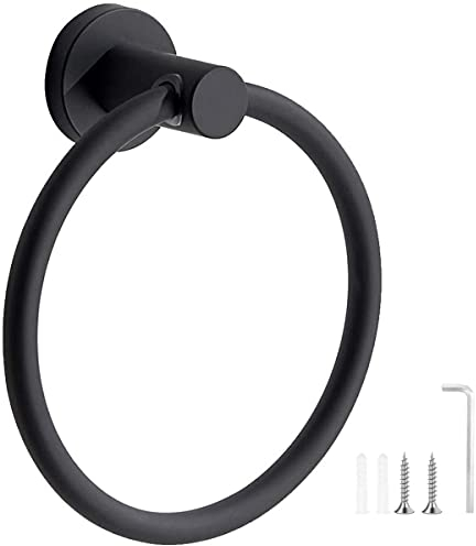 Porta Asciugamani Bagno, Porta asciugamani ad anello, Porta Salviette Parete Acciaio Inossidabile, Gancio per Asciugamano ad Anello Rotondo per Bagni in Cucina Nero