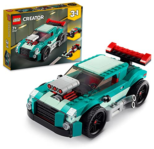 LEGO Creator 3in1 Street Racer 31127 Building Kit Featuring a Muscle Car Age 7+, Hot Rod Car Toy and Race Car; Car Models for Kids Aged 7+ Who Love Creative Fun and Fast-Paced Action (258 Pieces)