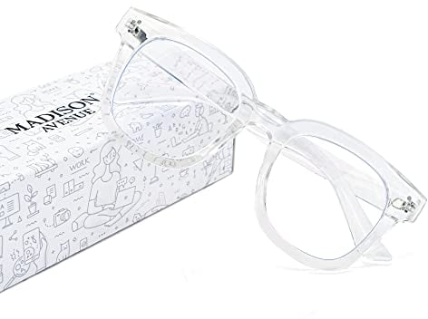 Madison Avenue Blue Light Blocking Glasses for Women, Anti Blue Ray Computer Gaming Glasses, Anti Eyestrain UV Glare(Clear)