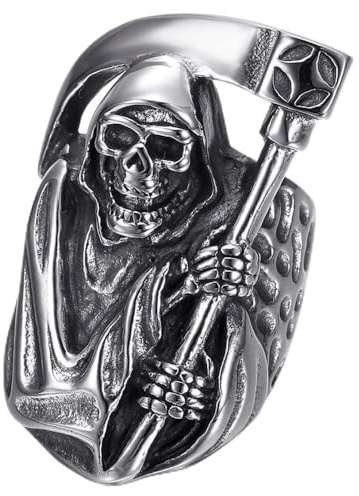 BOBIJOO JEWELRY - Ring Sensenmann 41mm Mann Gothic Ritter Biker Edelstahl - 22,6 (13 US)
