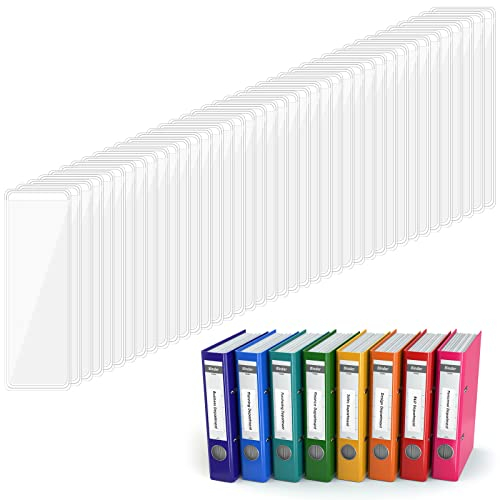 Prasacco 120 Stück Transparente Ordner-Etikettenhalter, Selbstklebende Etikettenhalter Regal Etikettenhalter für Visitenkarten, Sammelalben, Ordner, Boxen, blanko Rückenschilder-Einsätze