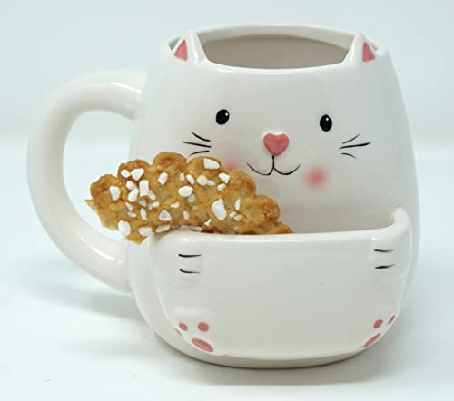 CBK-MS Katzen Tasse mit Keksfach Kaffeetasse Teetassse mit Teebeutelfach Kaffee Tee Becher