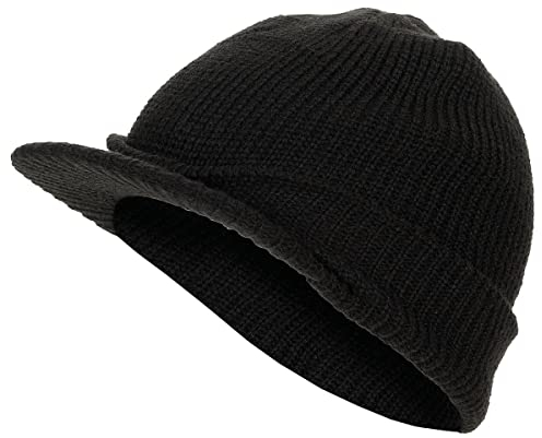 blntackle76 US Schildmütze Cap Acryl Mütze Hut Wintermütze Strickmütze Schirmmütze mit Schirm Männer Frauen one Size schwarz