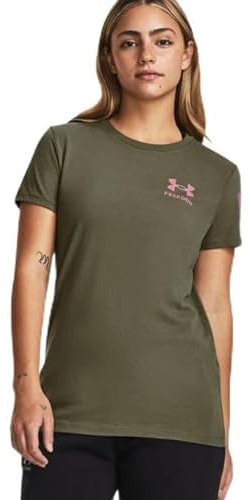 Under Armour Women's Standard New Freedom Banner T-Shirt, (392) Marine OD Green / / Pink Elixir, XX-Large