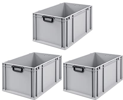 PROREGAL SuperSparSet 3x Eurobox NextGen Portable Duo | HxBxT 32x40x60cm | 65 Liter | Eurobehälter, Transportbox, Transportbehälter, Stapelbehälter