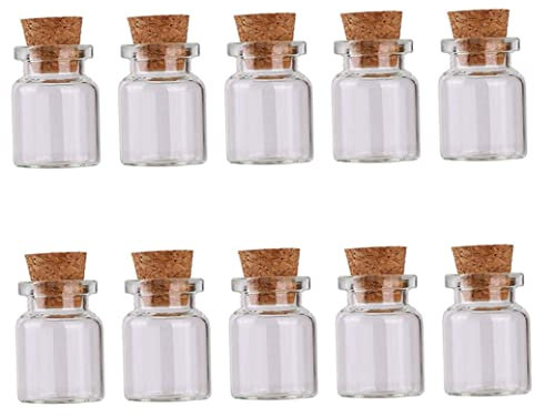 Bouteille en verre de 10pcs 2 ml mini pots avec bouteille de verre en verre en liège pour la fête de décoration de mariage de bricolage