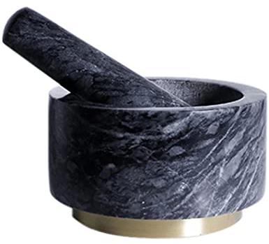 QPZK Hochleistungs -Granit -Mörtel und Stößel, Handmörsermühle für Guacamole, Salate, Kräuterbärmer, Mahlen und Quetschgewürze und Nüsse, um den Geschmack freizusetzen Grey