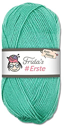 Frida's #Erste Wolle 100g Anti-Pilling (54 - Helles Türkis) fusselfreie Strick- & Häkelwolle