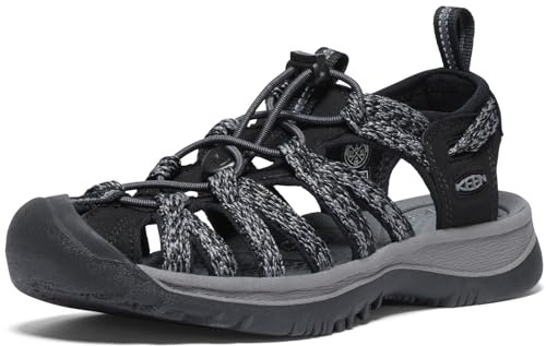 KEEN Women's Whisper Closed Toe Durable Comfortable Easy On Washable Adventure Sandals,Black/Steel Grey,9.5