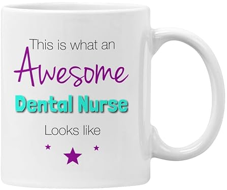 Plumfoolery Dental Nurse Mug Coaster This is What an Awesome Dental Nurse Looks Like Birthday Gift Him Her (White) (White Mug)
