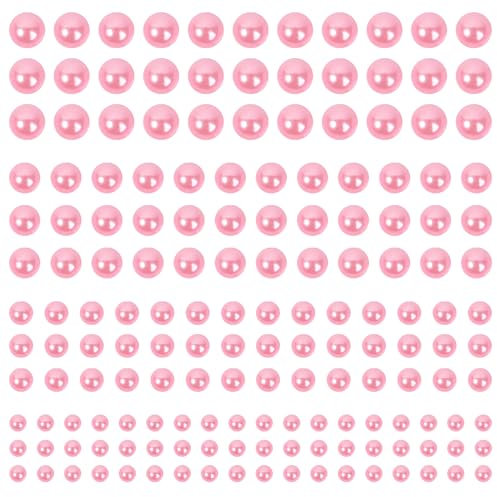 2000+pcs Self Adhesive Pearl Stickers for Hair, Face, Makeup, Eye, Nail, Crafts, 3mm, 4mm, 5mm, 6mm (Pink)