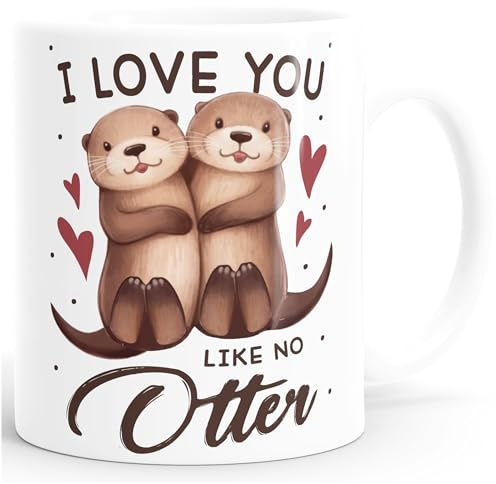 SpecialMe® Kaffee-Tasse Valentinstag Geschenke Liebe Spruch I love you like no Otter Liebeserklärung Weiss standard