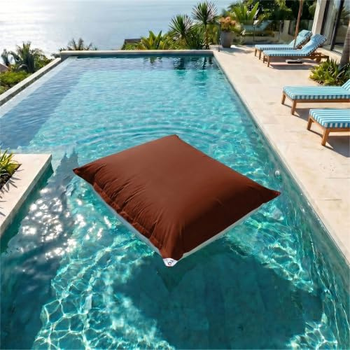 deco arts Pouf Extérieur Géant XXL 180x140cm Flottant Piscine - Pouf Jardin Imperméable Déhoussable - Garnissage 450L Billes Polystyrène - Terracotta