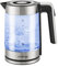 Lehmann LHOEK-2220B elektrischer Wasserkocher aus Glas 2200W, 1,8L Glas-Wasserkocher mit LED-Beleuchtung, Abnehmbarer Deckel und drehbarer Sockel, Überhitzungsschutz, schnelle Erwärmung
