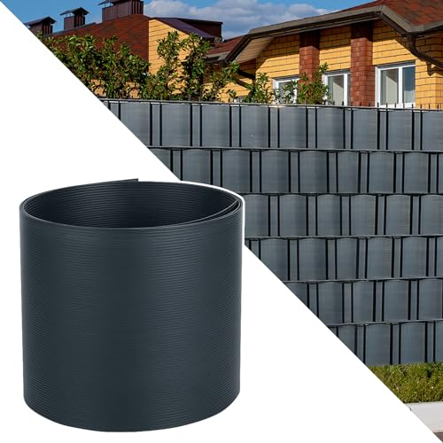 FIVMEN Sichtschutzstreifen Hart PVC Zaun Sichtschutz 2,5m x 19cm Zaunfolie, Blickdicht Anti-UV Sichtschutzfoile, für Doppelstabmattenzaun Stabmattenzaun Gartenzaun Sichtschutz (Anthrazit)