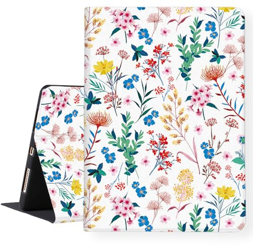 LI-LOVE Case for iPad A16 11 inch 2025 (11th Gen), iPad 10th Generation 10.9 inch 2022, Soft TPU Flower Folio Stand Cover Adjustable Angles Auto Wake Sleep Smart Case