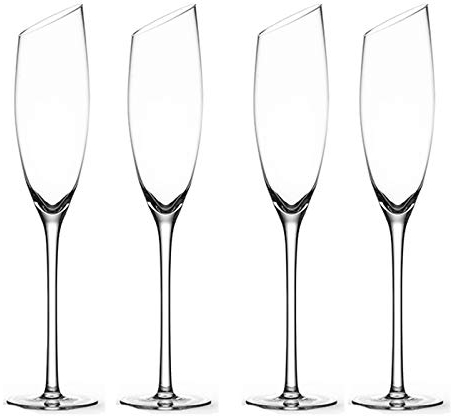 ruyi-1986 Flûtes à Champagne Verre à Champagne Domestique, Verre Transparent avec Bouche Oblique, Conception de Tour Classique et sans Couture-4 pièces. Coupes à Champagne