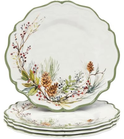 Certified International Winters Forest 9 Melamine Salad/Dessert Plates, Set of 4
